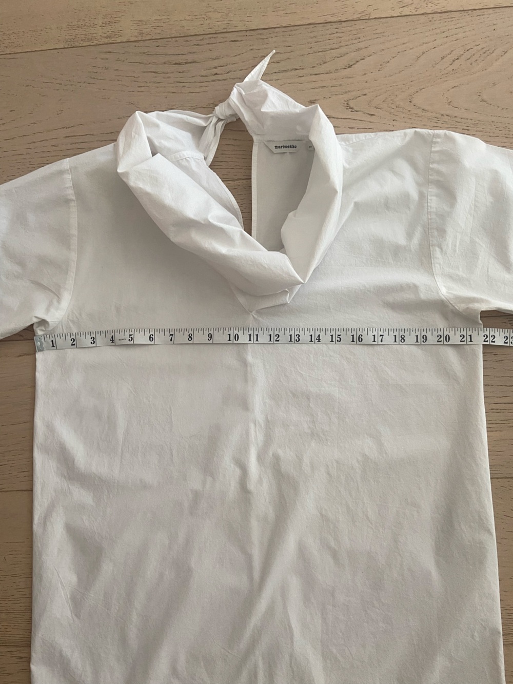 MARIMEKKO Kulkija Cotton Poplin Tie Neck Blouse White US 4 Scandi Relaxed Fit - Picture 6 of 7